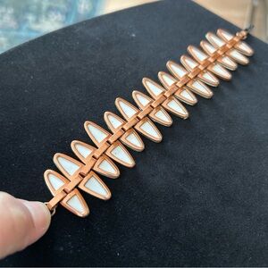Vintage SIGNED Renoir Matisse COPPER & White ENAMEL Bracelet